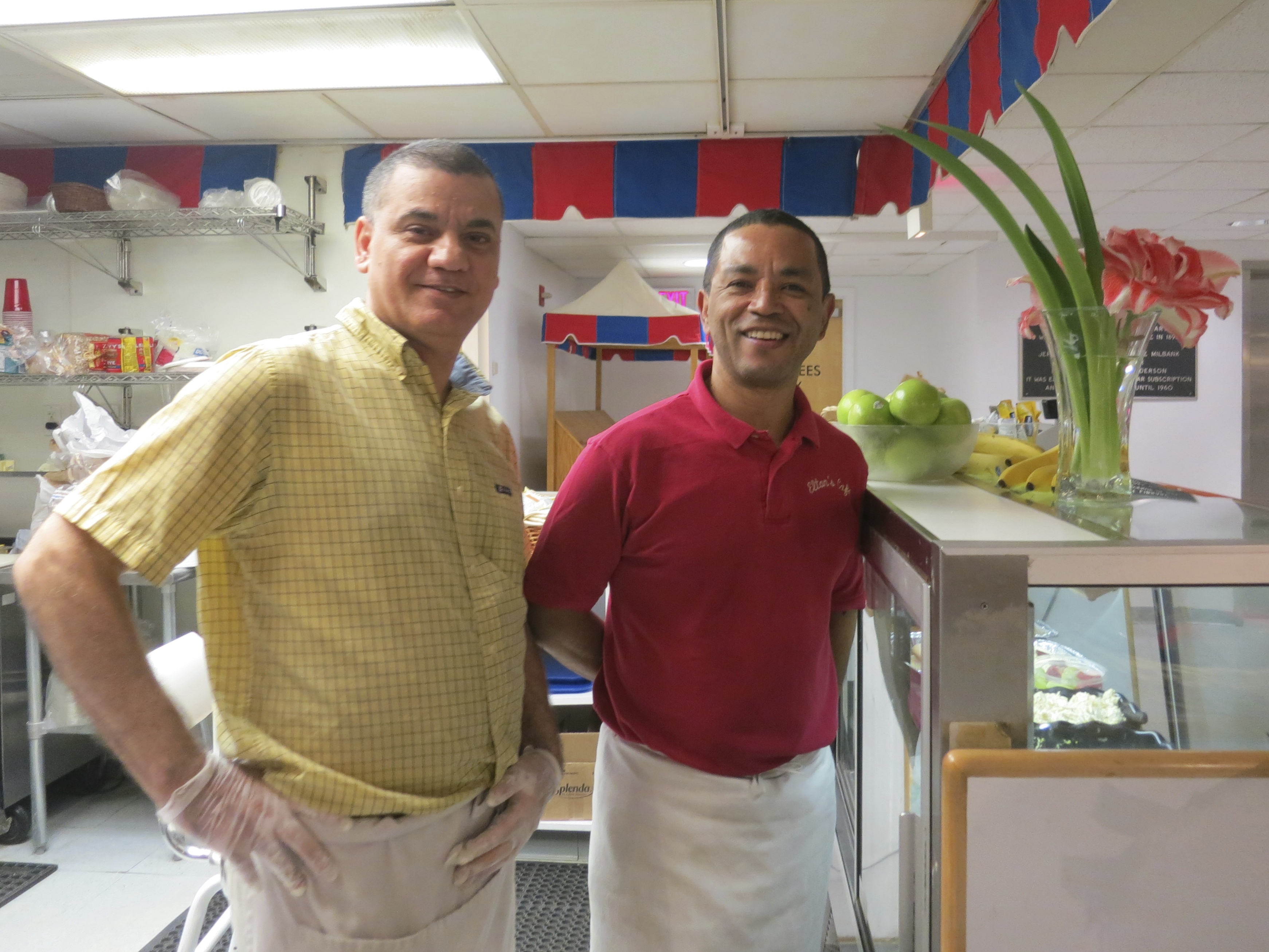 Ailton Sousa and Jose Santos at Elton's Café in Greenwich Library. Photo: Leslie Yager