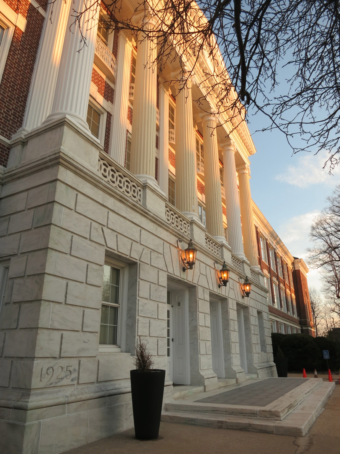 sunset on greenwich town hall