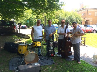 Mark Morganelli & The Jazz Forum All-Stars, featuring Vic Juris, Rick Petrone, and Joe Corsello.  The group will be performing every Tuesday in August at Greenwich Commons.  Credit:  Nicola Traynor