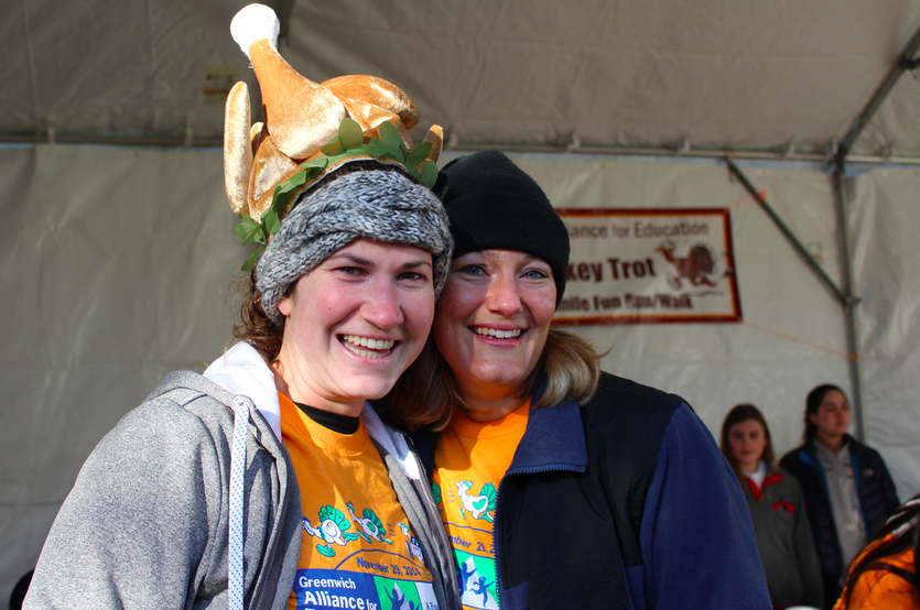 Liz James of Greenwich, with sister in law Shari Aser James. Liz got a lot of compliments on her hat. Credit: Leslie Yager