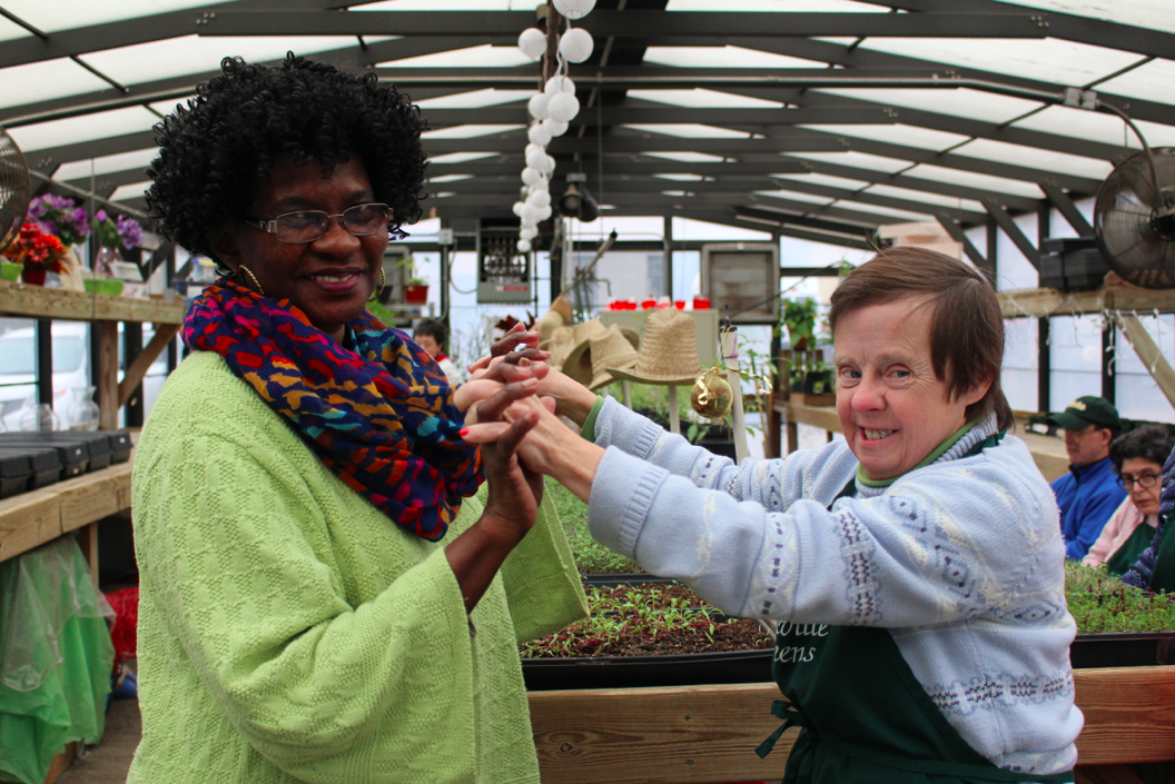 Doreen Harrison, otherwise known as "Ms. D," greets all the Abilis greenhouse crew. Credit: Leslie Yager 