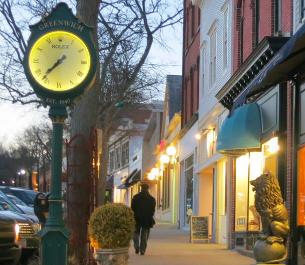 lone walker outside betteridge lion and clock