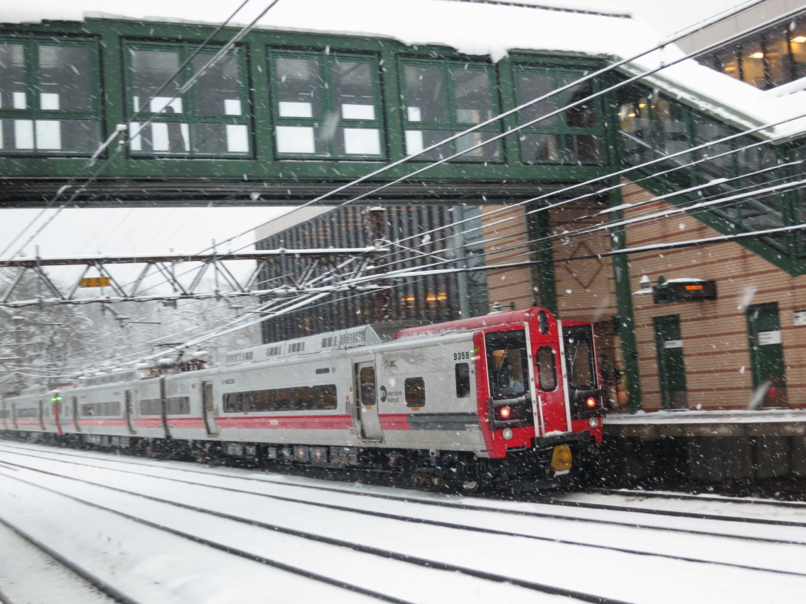 metro north train in snow
