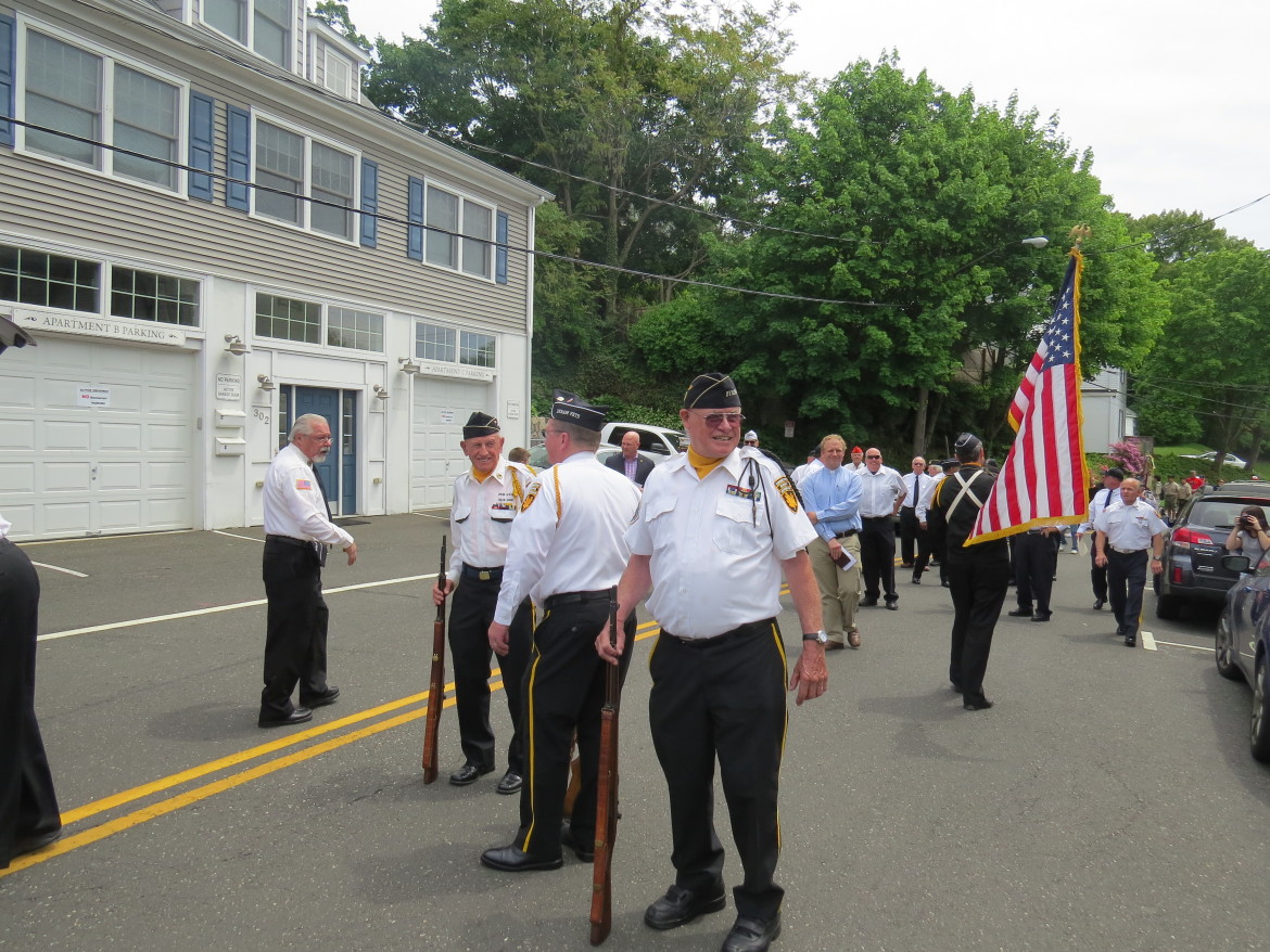 The veterans gathered around in front of the Byram veterans building to start the parade. credit: Kailee Donnelly 