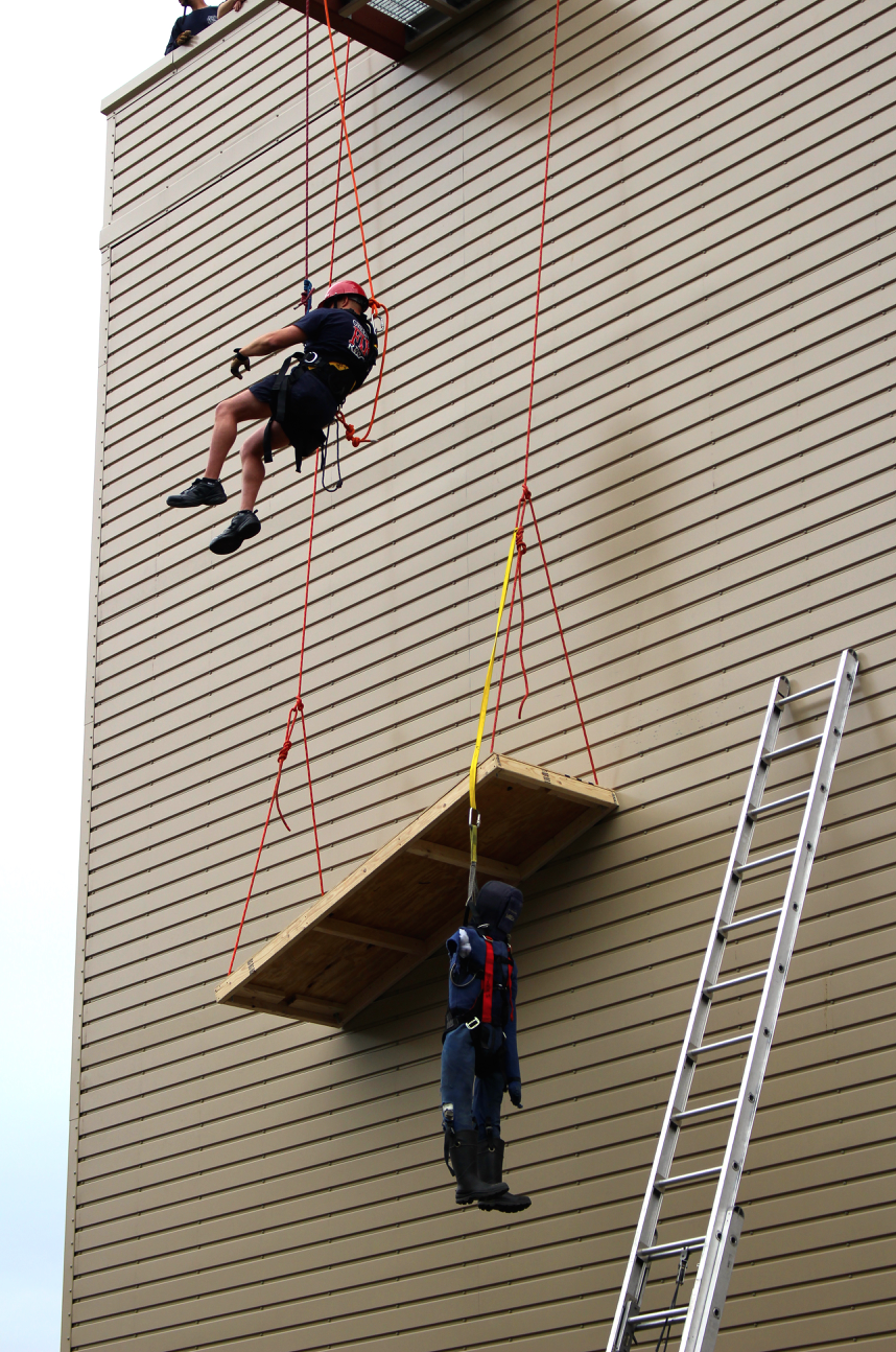 ropes training at Greenwich Fire Department's training facility on North Street.