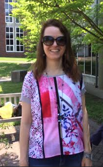 Ms. Goldin, a faculty member of the GHS Innovation Lab team, attends Tuesday's Ice Cream Social. Credit: Uma Ramesh. 