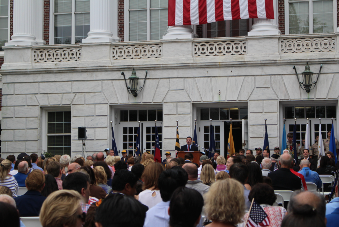    Fourth of July Ceremony at Greenwich Town Hall, July 4, 2015. Credit: Leslie Yager