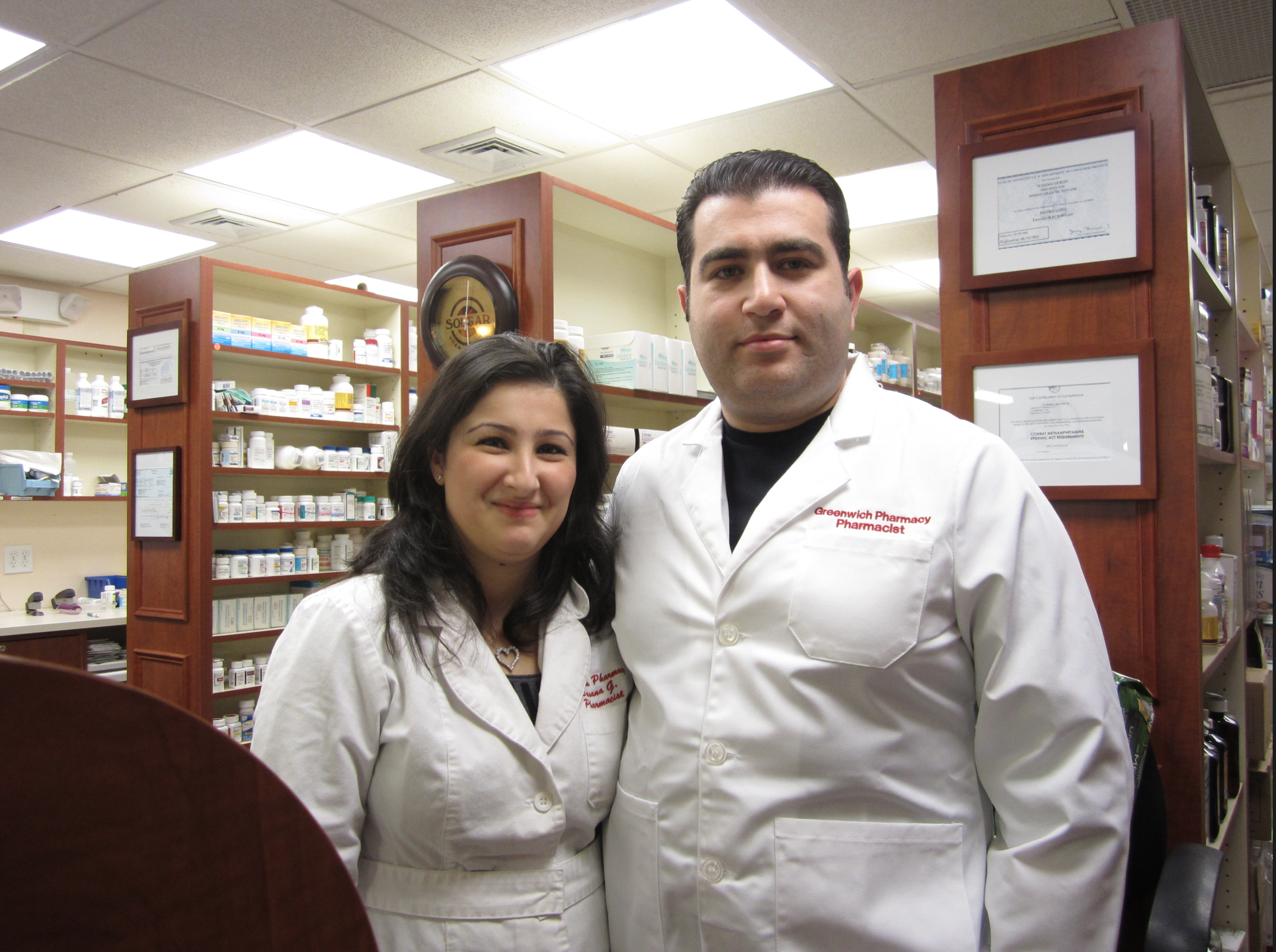 Susana and Dmitri Daniarov, owners of Greenwich Pharmacy