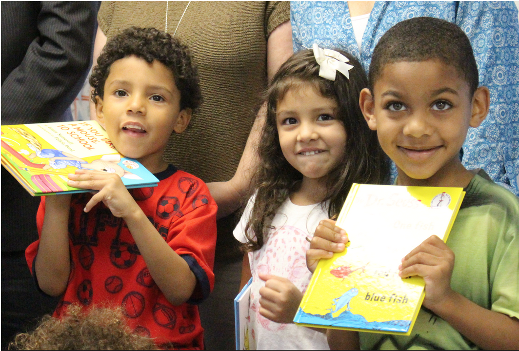 Kids Corner Head Start at Armstrong Court 3-5 year old’s received books from First County Bank. Credit: Leslie Yager