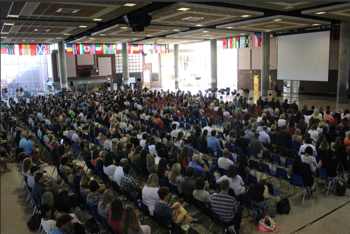 The GHS student center filled with teachers for the convocation on Aug. 28, 2015.