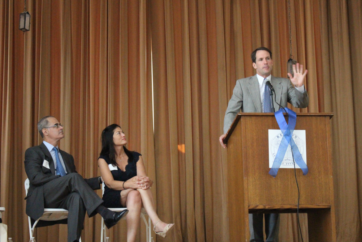 US Congressmasn Jim Himes at Beacon School during the school's Dedication Ceremony on Thursday. Credit: Leslie Yager