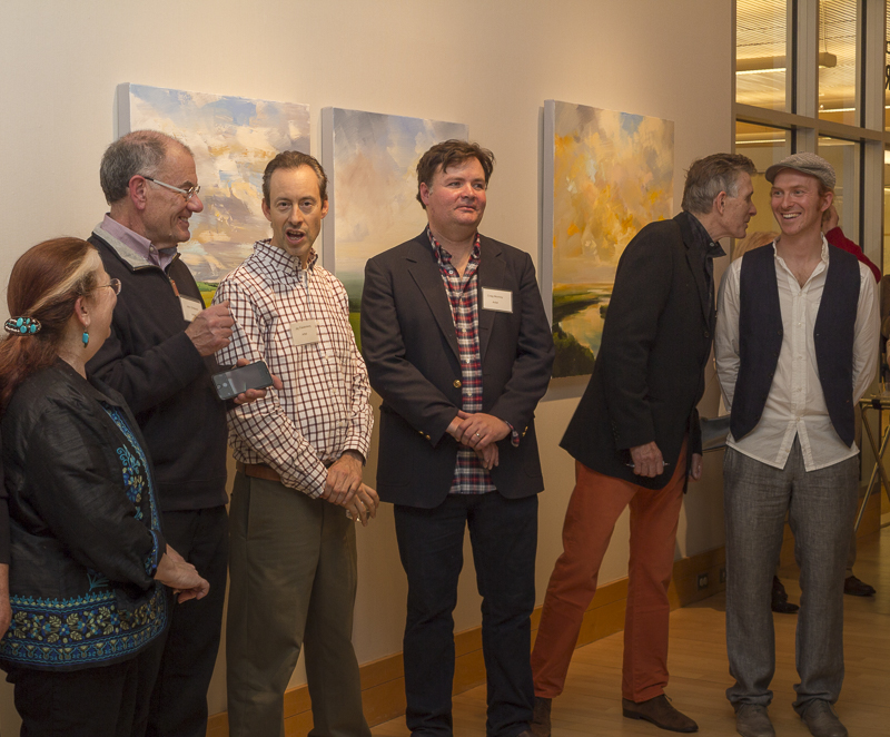 Artists enjoying the evening, and speaking with the appreciative company. Credit: Karen Sheer