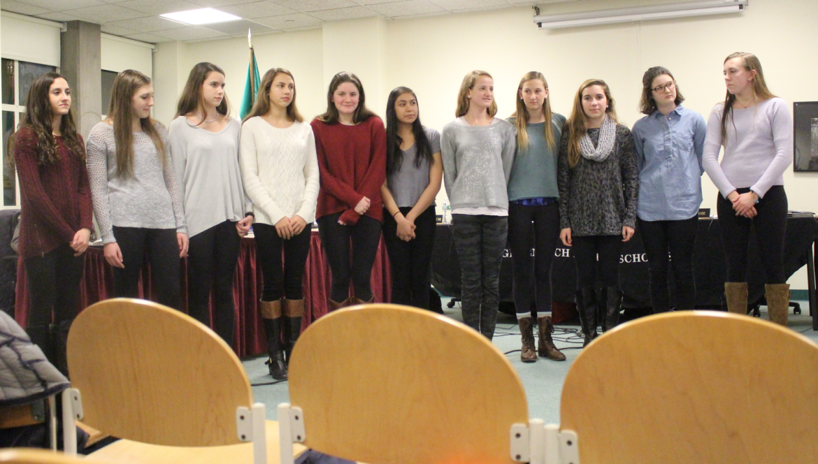 Girls Swimming team recognized at the Dec. 17, 2015 Board of Education meeting