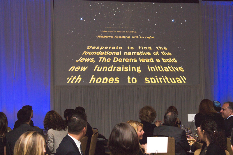 Raising the spirit with a fun "Star Wars" presentation, connecting with modern Jews. Credit: Karen Sheer