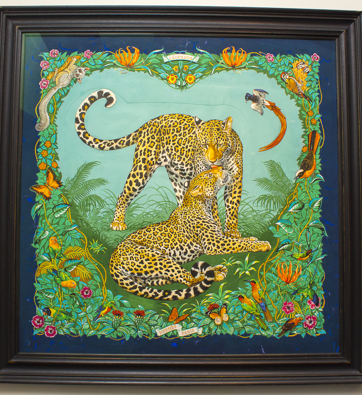 One of the more colorful paintings in the collection which captures the beauty of these "Fierce and Fragile" leopards. Credit: Karen Sheer