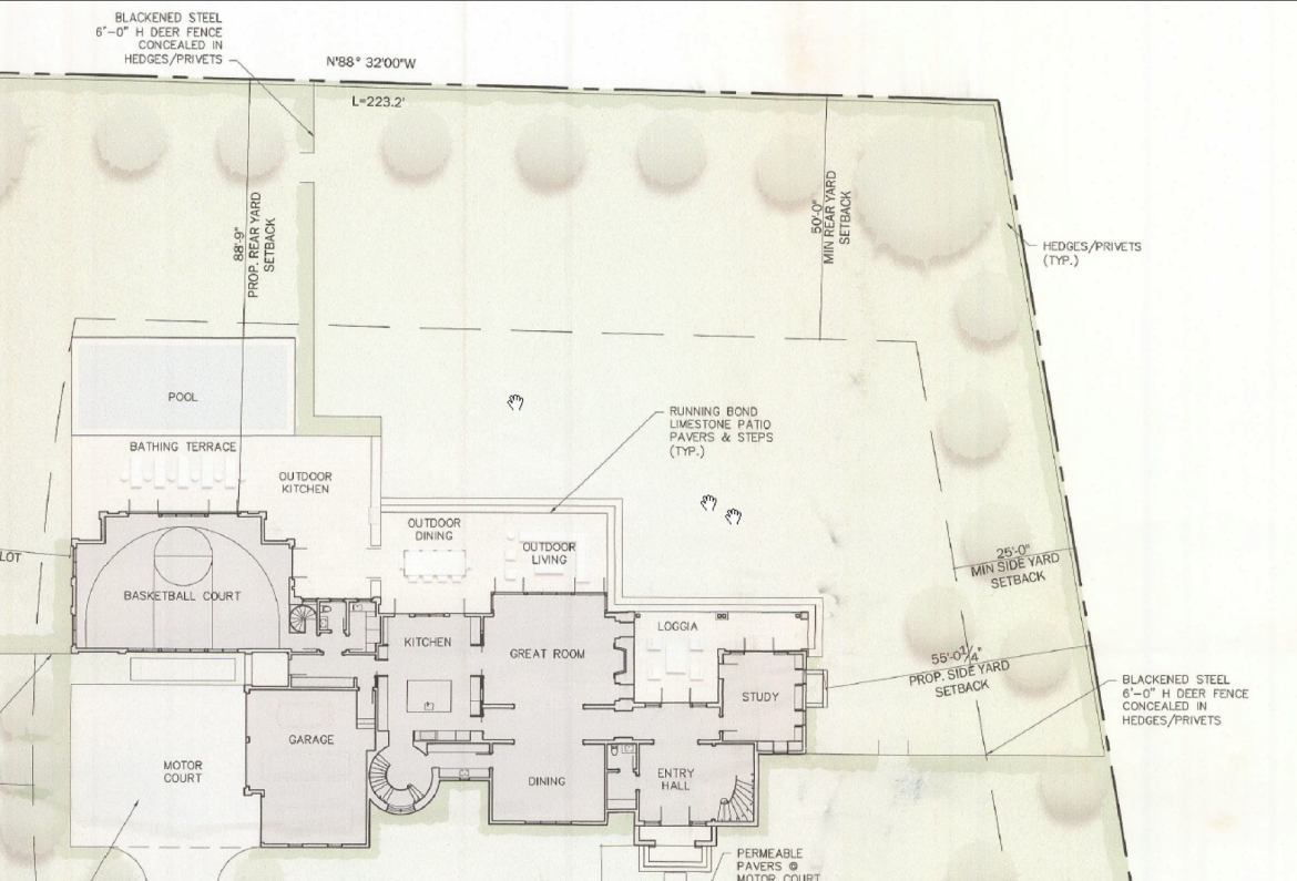 proposed Priore home does not show stone wall.