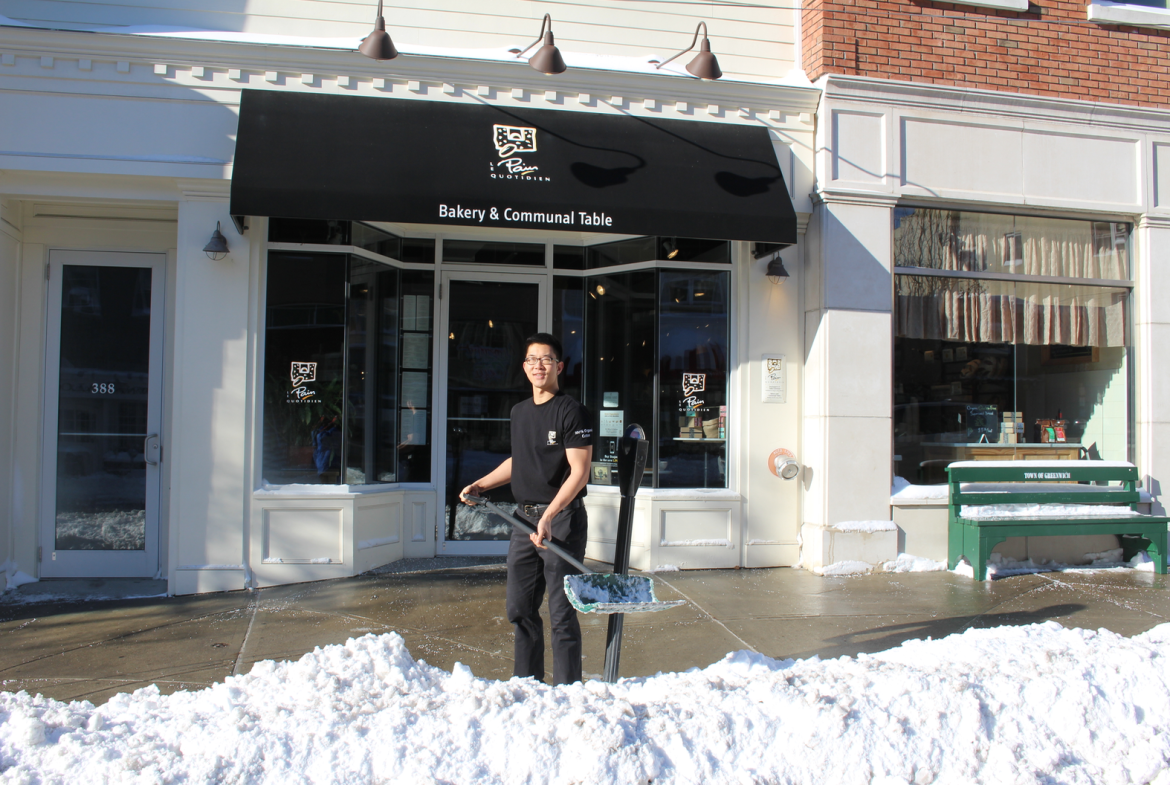 Shoveling out at Le Pain Quotidien 382 Greenwich Ave