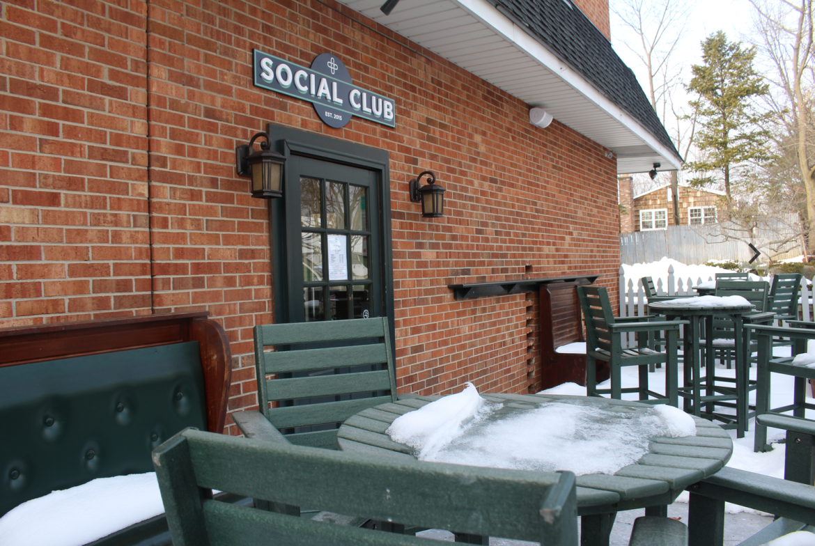 patio area at Old Greenwich Social Club is just steps from the Old Greenwich Train Station, Jan. 25, 2016 Credit: Leslie Yager