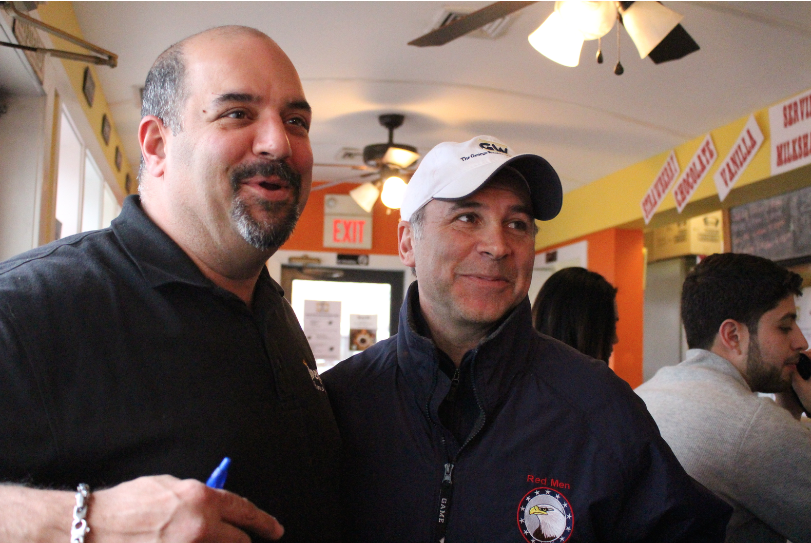 Dom Delfino, owner of Joey B's in Cos Cob with longtime friend State Rep. Fred Camillo. Jan. 22, 2016 Credit: Leslie Yager