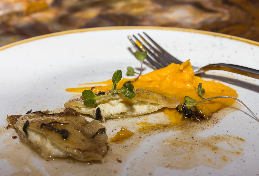 Ravioli zucca will melt in your mouth, the crispy edges have a whisky-sugar glaze which is brûléed. Credit: Karen Sheer