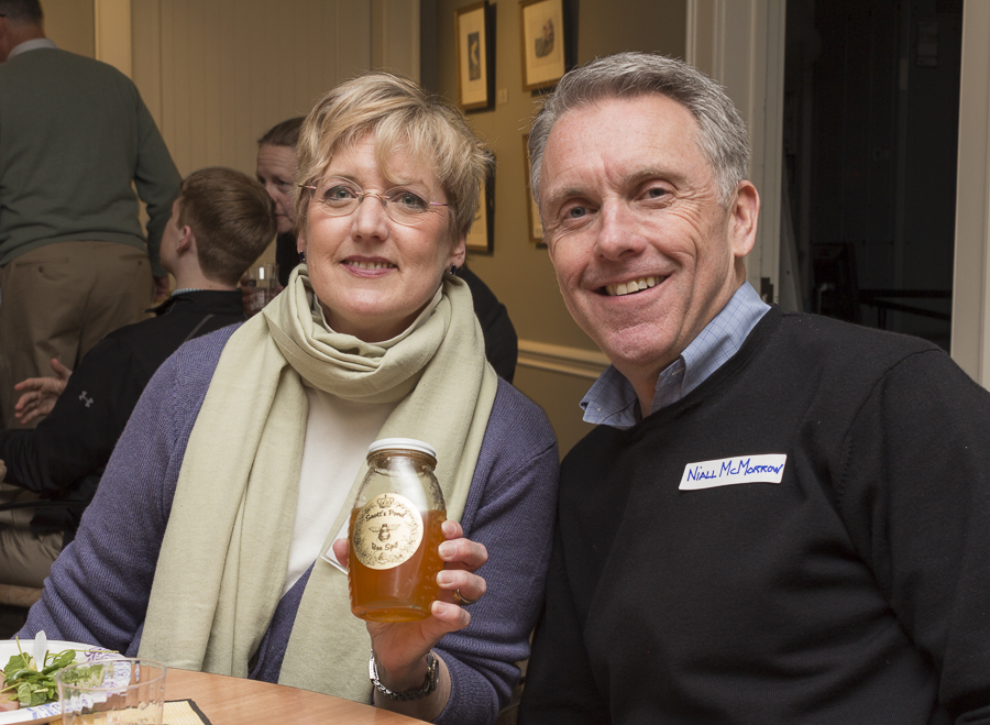 Carol Scott with her delectable Scott's Pond honey, and Niall McMorrow. Credit: Karen Sheer