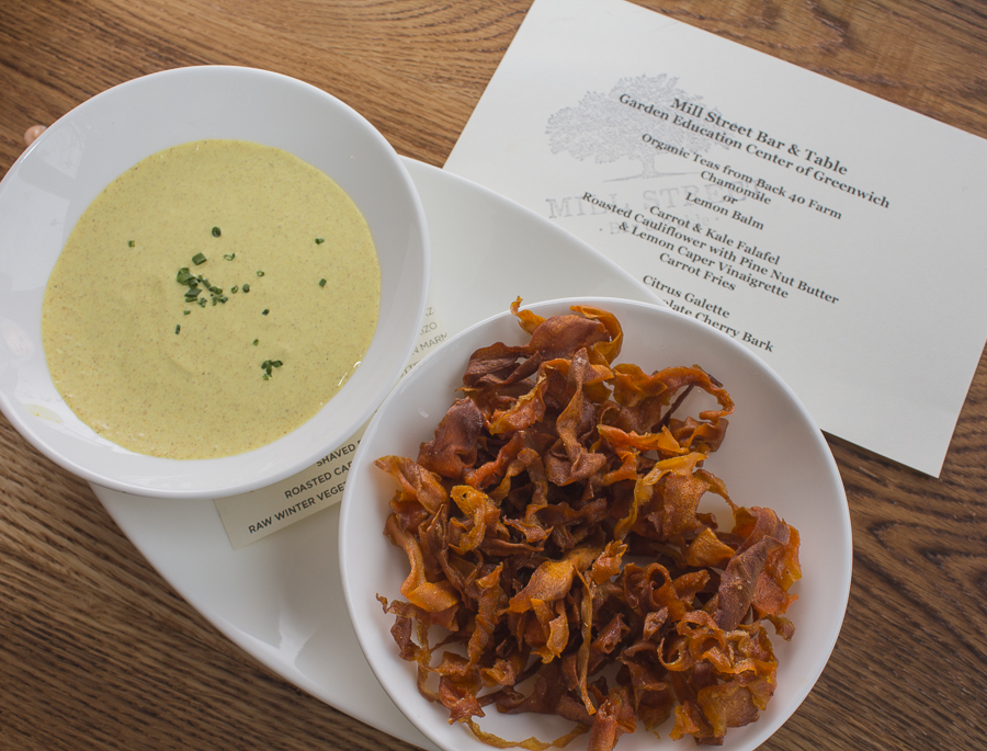 Crisp and curly Carrot Fries served with a creamy Curry Dip. Credit: Karen Sheer