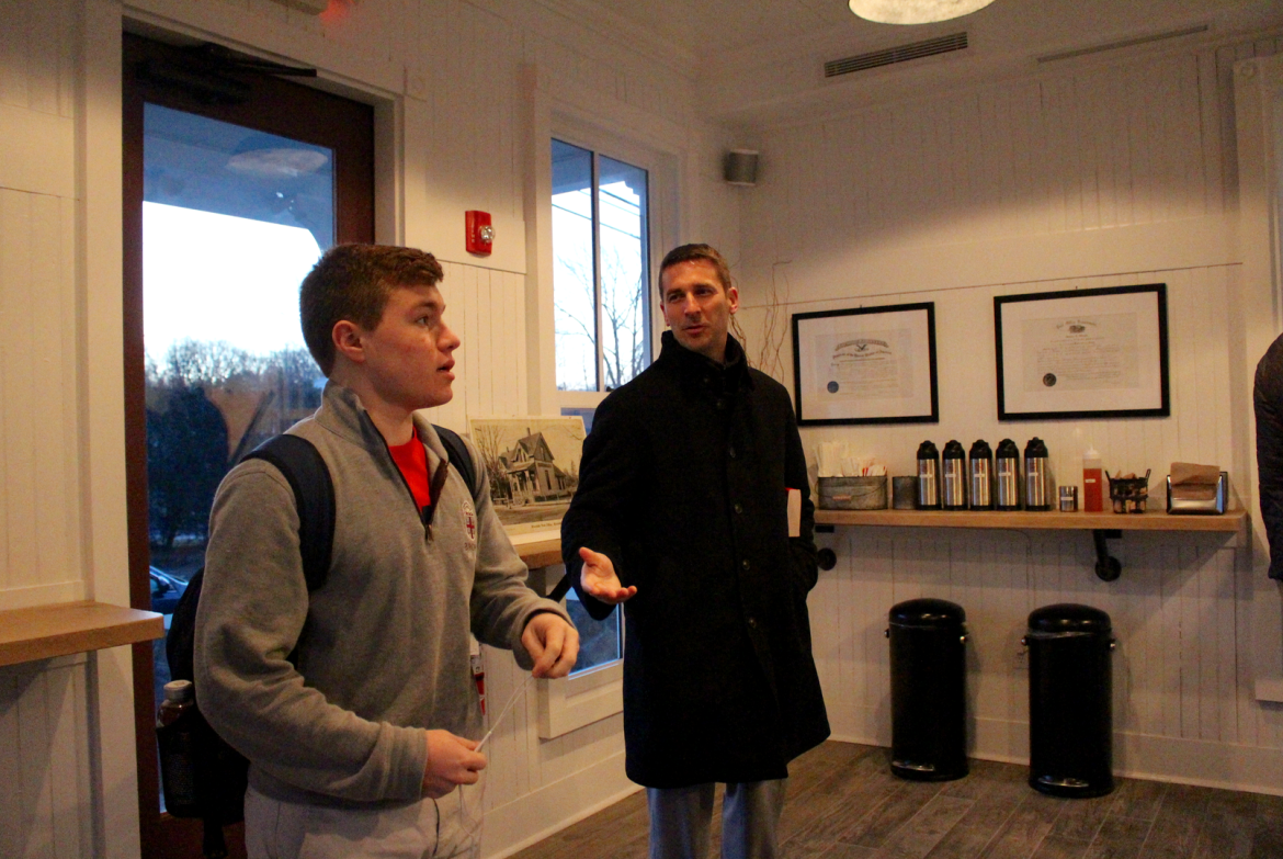 Jake Montgomery and DJ Stewart, moments after Ada's Kitchen + Coffee opened at 6:30am on Feb. 22. Credit: Leslie Yager