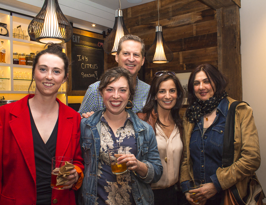 Enya Cunningham and Alexis Barbalinardo of 40 Back Farm, Jeff Bischoff and Katrina Bischoff of 40 Back Mercantile and Marina Marchese of Red Bee Honey. Credit: Karen Sheer