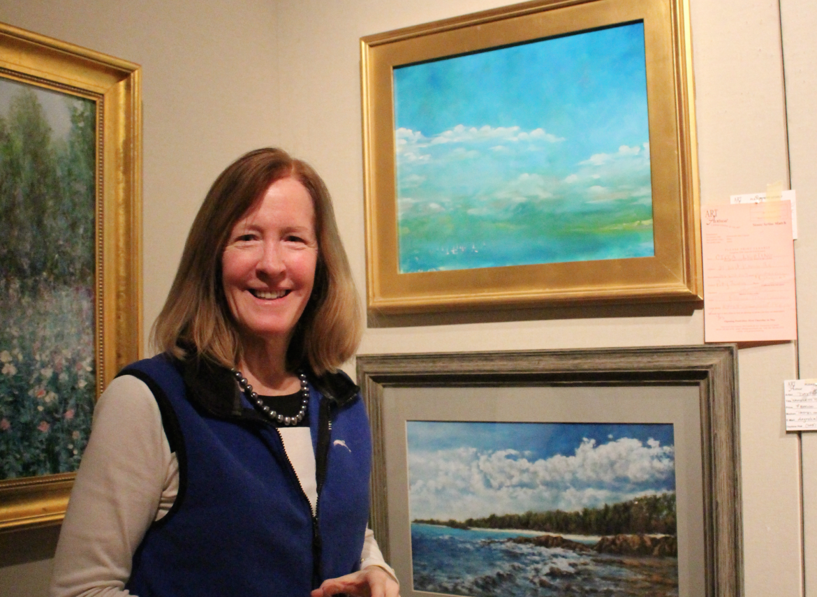 Regina Tracy-Semmes by her oil on canvas painting "Mistry Greenwich Harbor." March 4, 2016