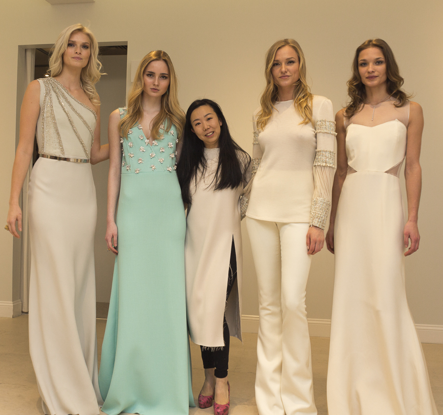 Designer Grace Kang with her models showing her 2016 Spring-Summer Collection. Credit: Karen Sheer