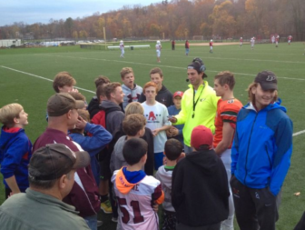 John Marinelli meets with GYFL football players. Contributed: GYFL Renee Murphy