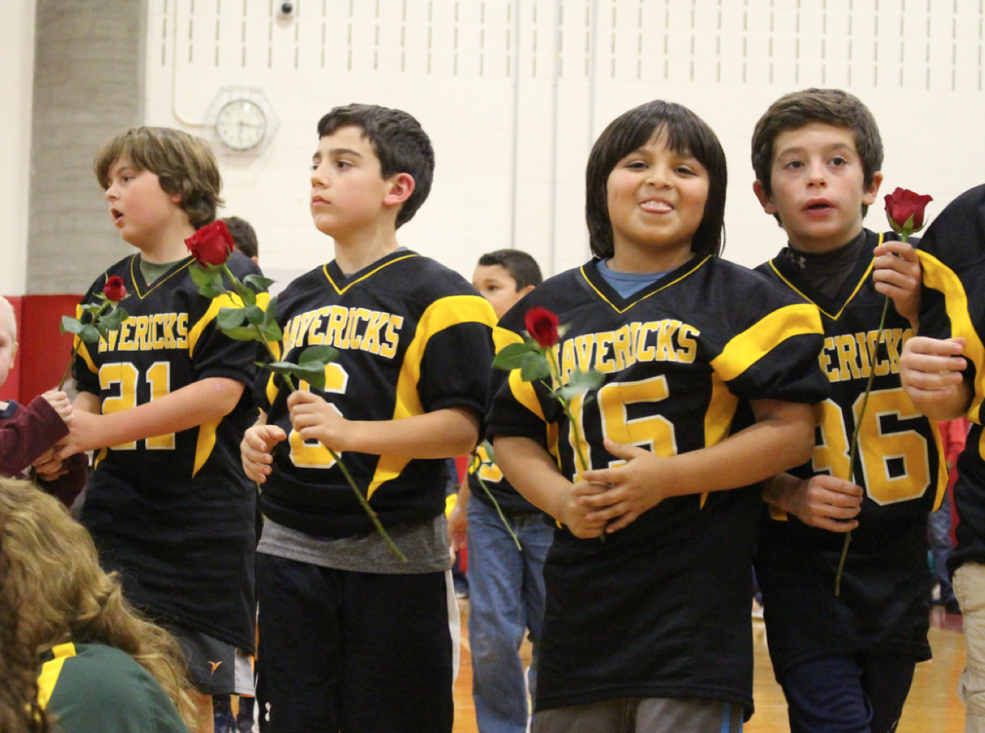 GYFL players at the annual GYCL cheerleading expo at Greenwich High School. 