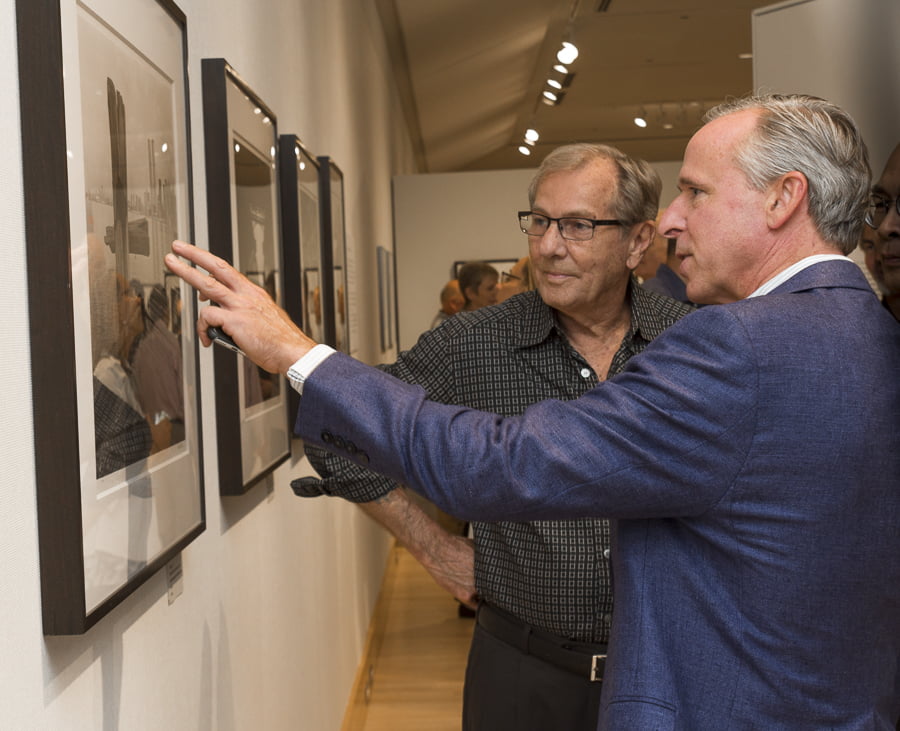 George Tice chats with Robert Getz, an admirer, at the opening. Credit: Karen Sheer