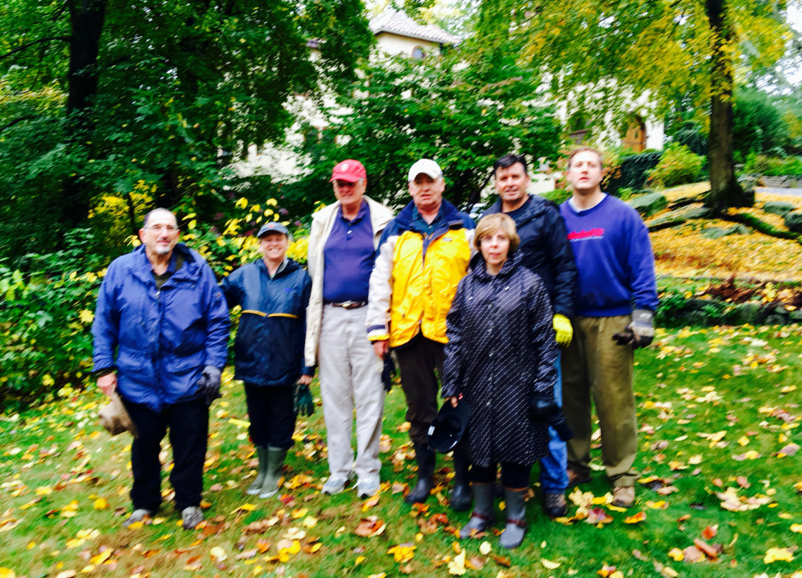 This photo shows Selectman John Toner who stopped by to observe and support the vernal pool restoration.