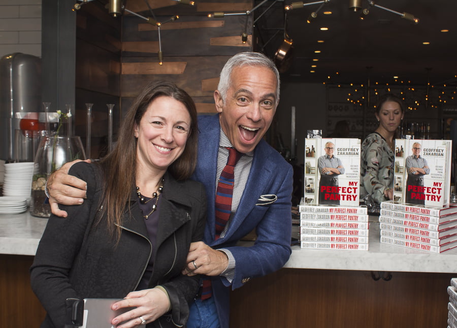 Amy Sinclair with Geoffrey Zakarian with his latest book.