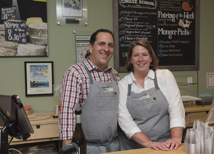 Owners of Greenwich Cheese Company Chris Palumbo and Laura Downey. Credit: Karen Sheer