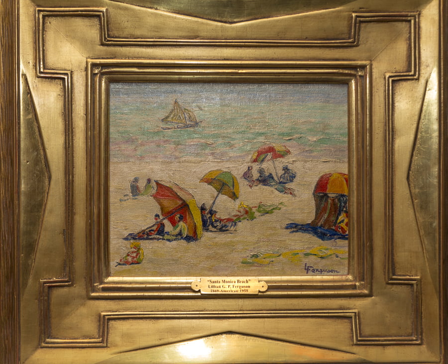 "Santa Monica Beach"circa 1927, in an art deco frame - From Here to Antiquity. Credit: Karen Sheer