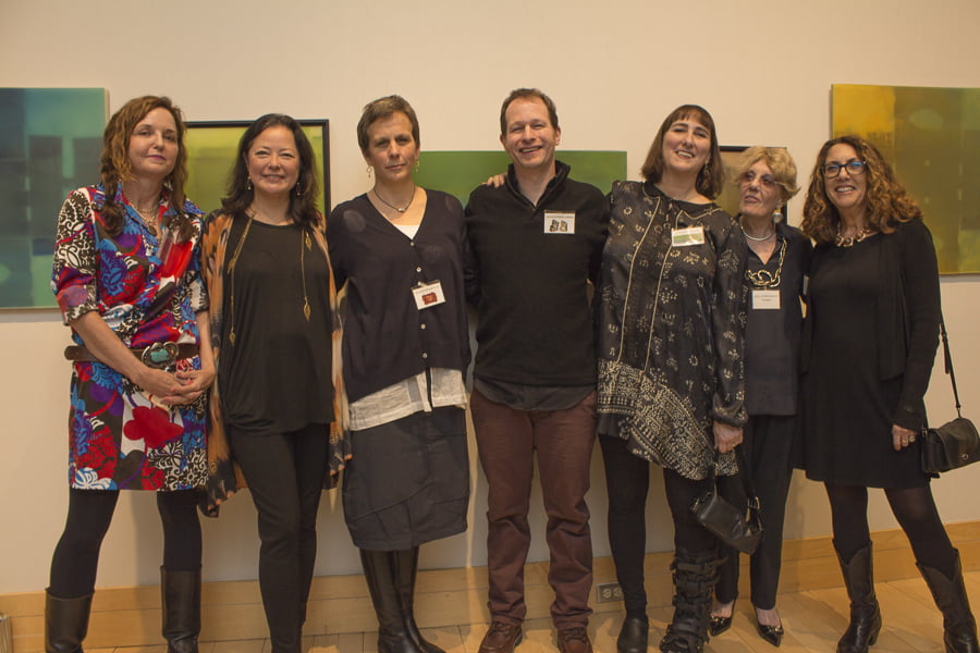The artists and curators at the opening: Alice Hope, Ruth (curator), Constance Old, Jonathan Mess, Joanne Ungar, Sallie (curator) and Jaynie Crimmons. Credit: Karen Sheer