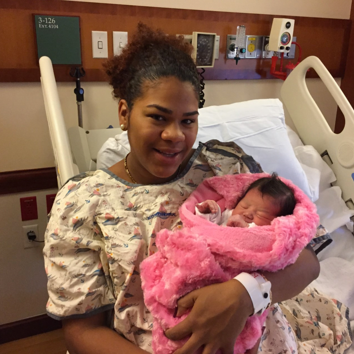 Zayra Ramos enjoys a quiet moment with Jayleen, who was the first baby born at Greenwich Hospital in 2017.