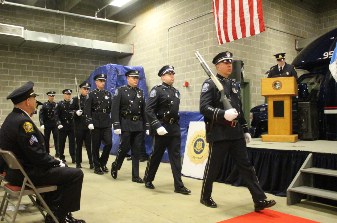 promotion ceremony, honor guard, Greenwich Free Press