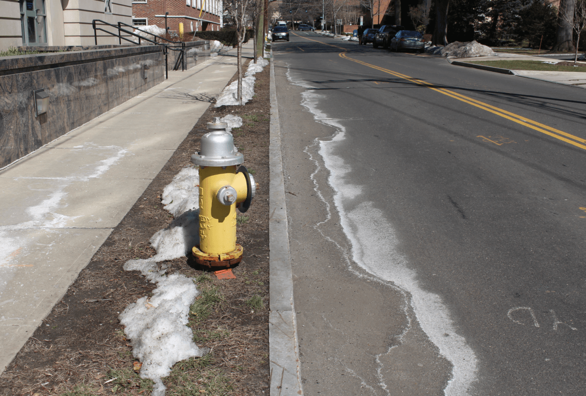 On Mason Street, remnants of Greenwich's recent storm. March 23, 2107 Photo: Leslie Yager