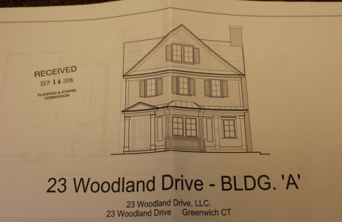 Renderings of homes to be constructed at 23 and 25 Woodland Drive. 