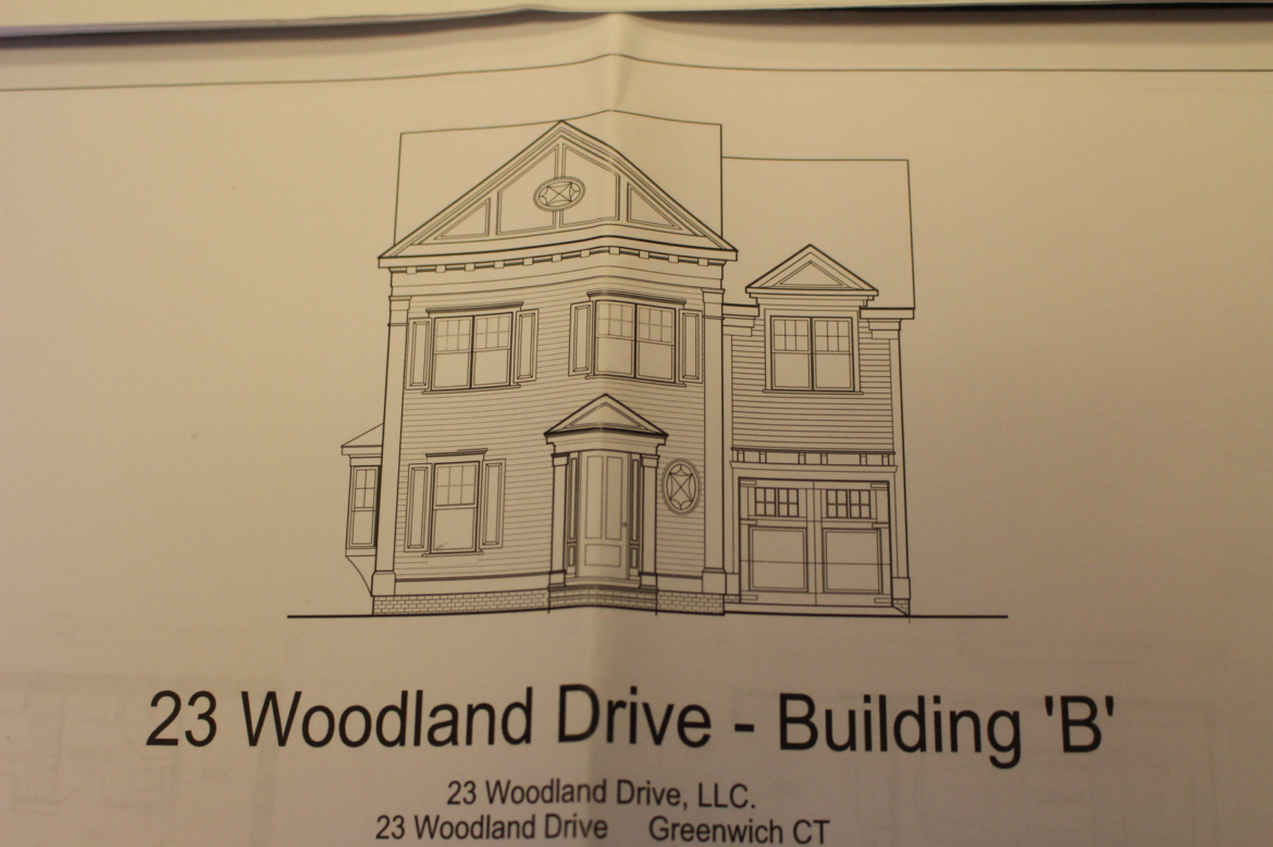 Renderings of homes to be constructed at 23 and 25 Woodland Drive. 
