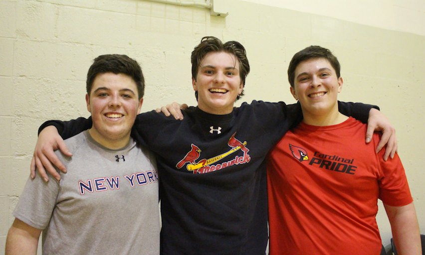 Casey McLaughlin, Ricky Columbo and Kevin Jordan participated in the YNET basketball tournament on March 11, 2017 at YWCA of Greenwich. Photo: Leslie Yager