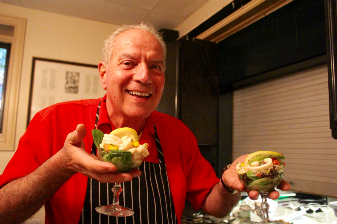 Lou Coppola with the delicious ceviche at St. Lawrence Club's Fonda La Paloma nostalgia dinner. May 5, 2017 Photo: Leslie Yager