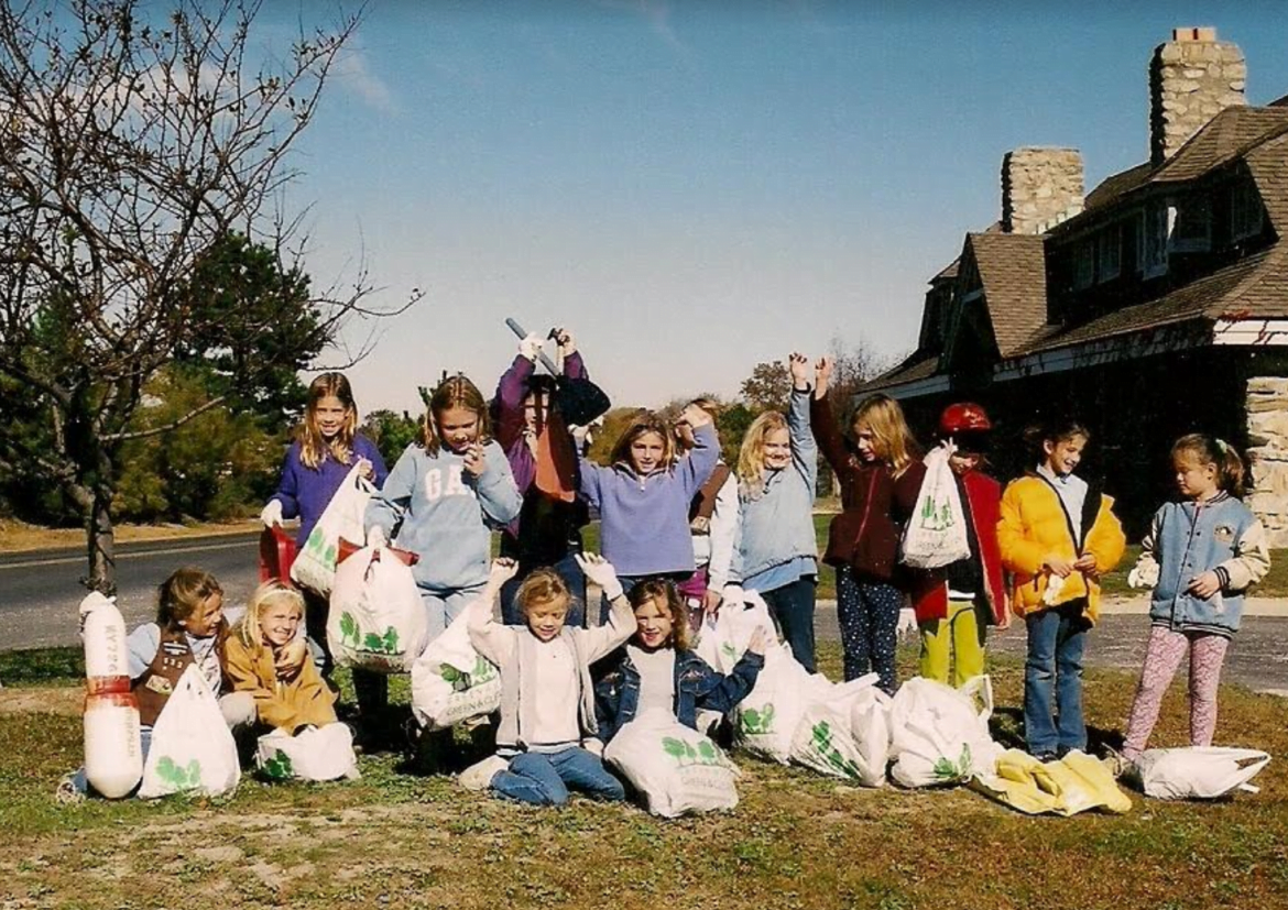 Girl Scouts picked up litter at Greenwich Point. Contributed photo: Greenwich Green & Clean