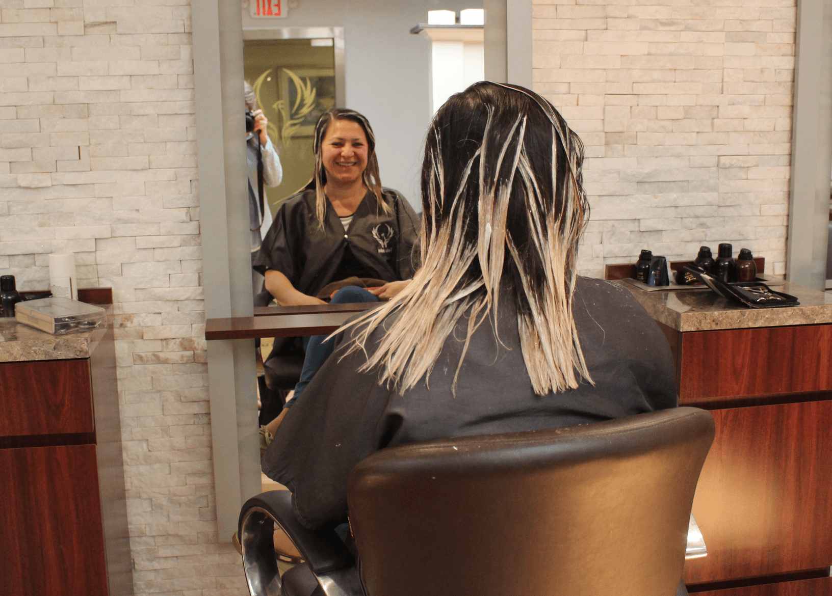 Mid-point in the ombré process at Fenix Salon. May 12, 2017 Photo: Leslie Yager
