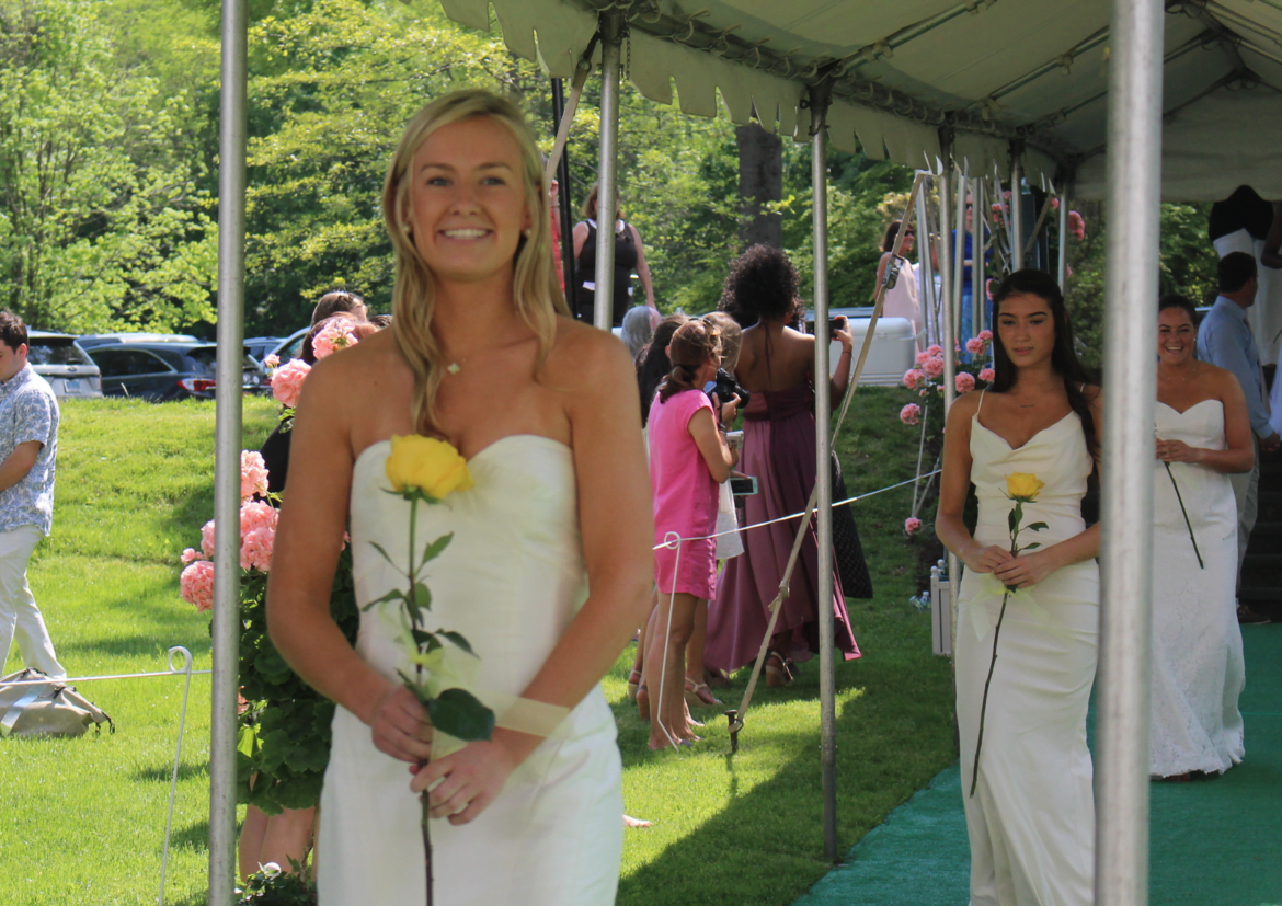 Greenwich Academy seniors descended a canopied slope to the tent where Deirdre Daly, US Attorney for the District of Connecticut, would deliver a commencement address. May 18, 2017 Photo: Lelsie Yager