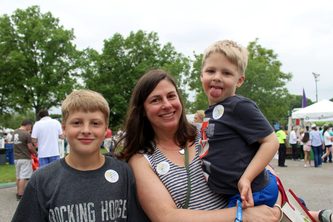 Heather Brown and boys Chase and Grayson at Greenwich Town party, May 27, 2017 Photo: Leslie Yager