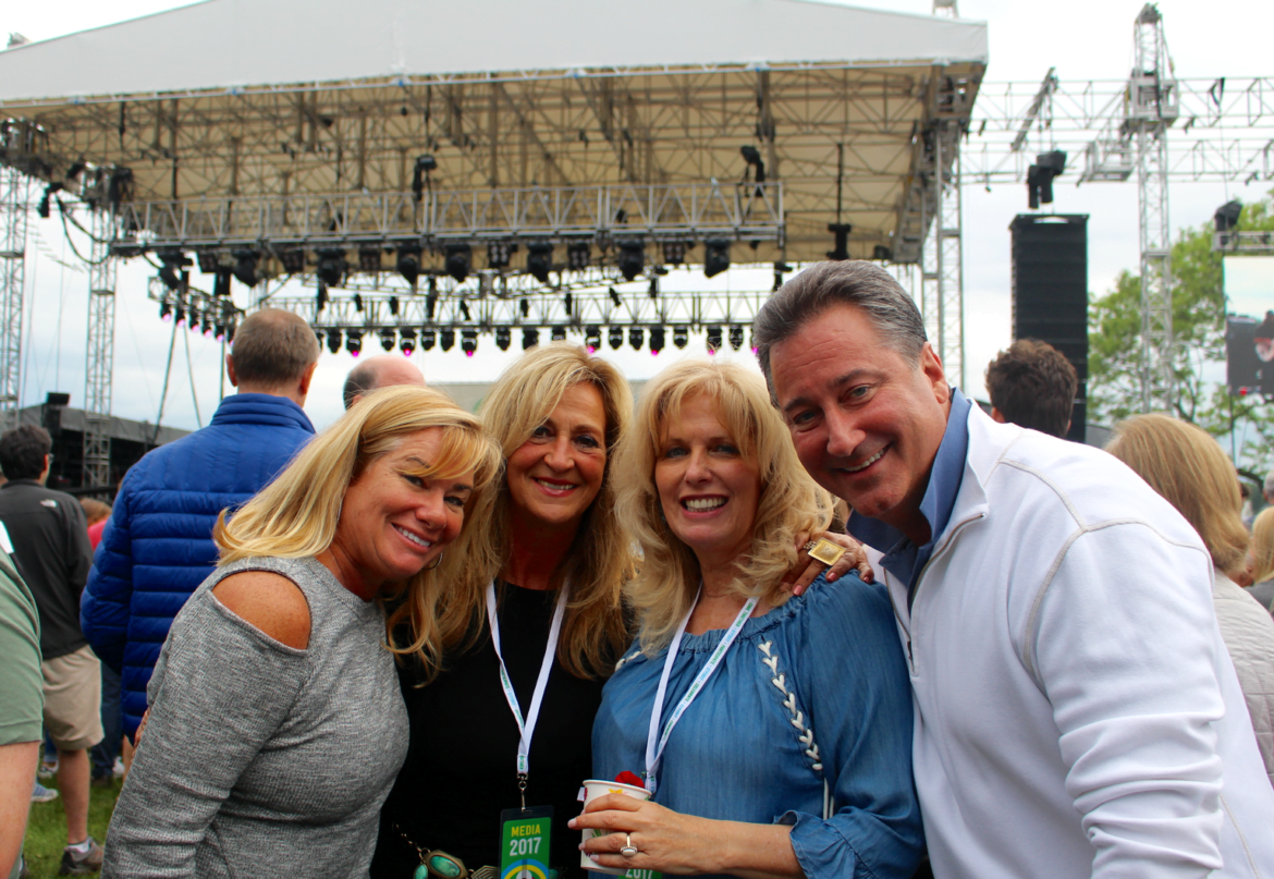 WGCH syndicated radio personality Debbie Nigro, with Vi Iaropoli, Peter and Denise Rosatto of the Relocation Group/Greenwich/Stamford at the Greenwich Town party, May 27, 2017 Photo: Leslie Yager
